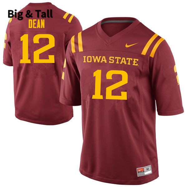 Iowa State Cyclones Men's #12 Easton Dean Nike NCAA Authentic Cardinal Big & Tall College Stitched Football Jersey DV42R84PD